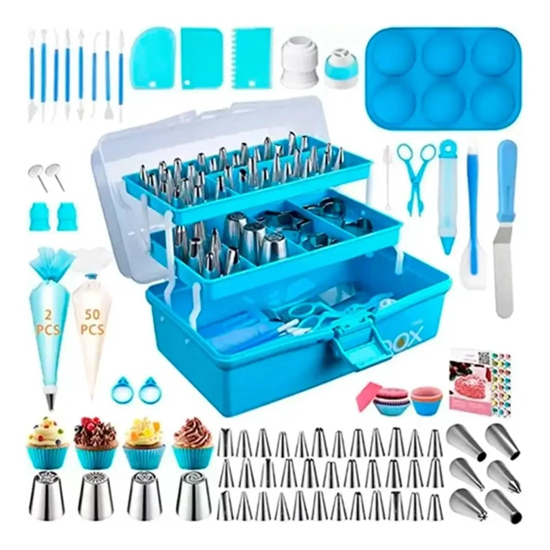 KIT COMPLETO DE UTENSILIOS PARA REPOSTERIA CON 236 PIEZAS EN MALETA DE 3 NIVELES - 1