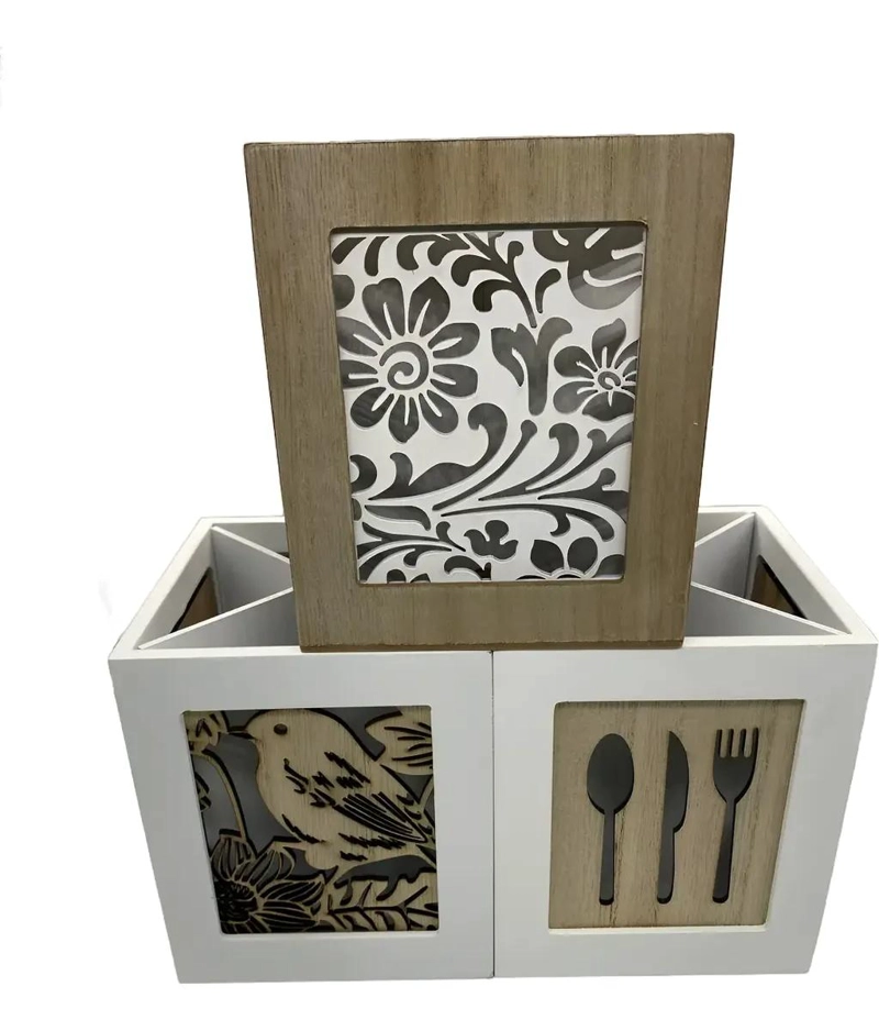 ORGANIZADOR DE UTENSILIOS PARA COCINA CON COMPARTIMENTOS PARA CUBIERTOS Y OTROS - 4