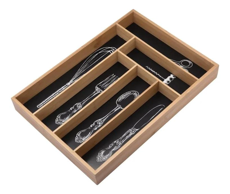 ORGANIZADOR DE CUBIERTOS DE BAMBU PARA CAJON DE COCINA CON DIVISORES - 2