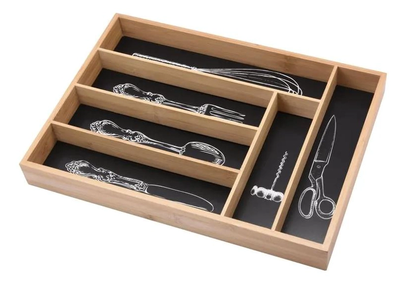 ORGANIZADOR DE CUBIERTOS DE BAMBU PARA CAJON DE COCINA CON DIVISORES - 3