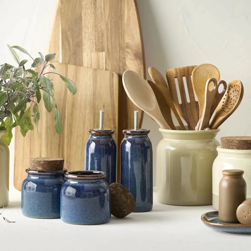 SOPORTE PARA UTENSILIOS DE COCINA EN CERAMICA BEIGE DE 15 CM - 3