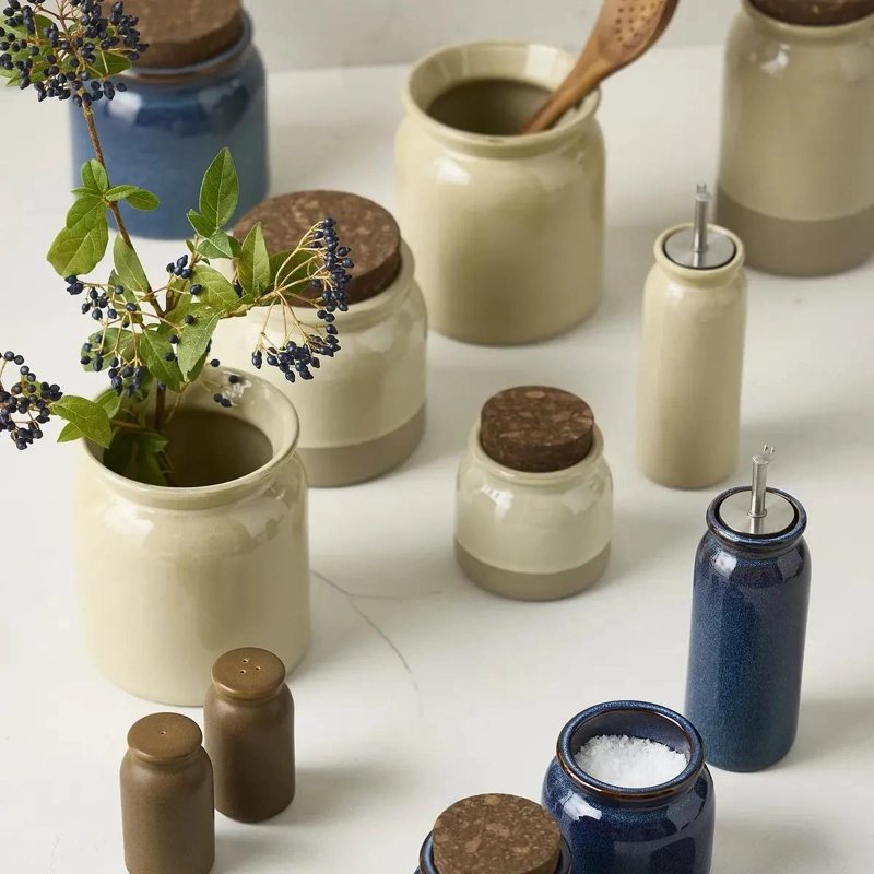 SOPORTE PARA UTENSILIOS DE COCINA EN CERAMICA BEIGE DE 15 CM - 4