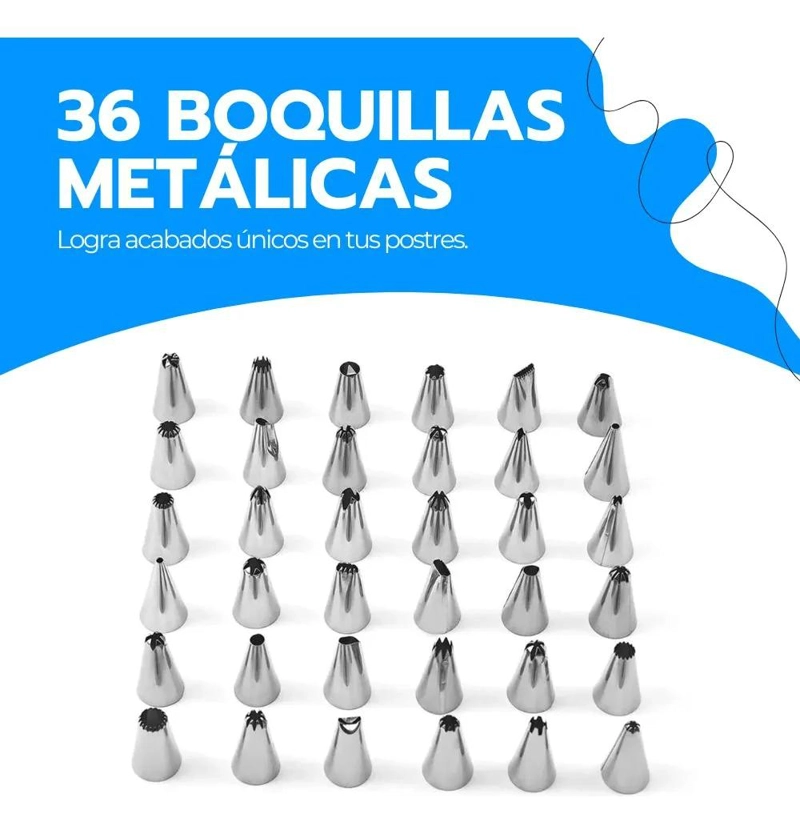 SET COMPLETO DE 66 PIEZAS PARA DECORACION DE PASTELES CON BOQUILLAS VARIADAS - 5