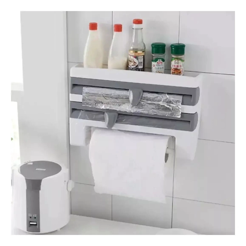 PORTARROLLO DISPENSADOR MULTIFUNCIONAL 4 EN 1 PARA COCINA CON CORTE FACIL - 3