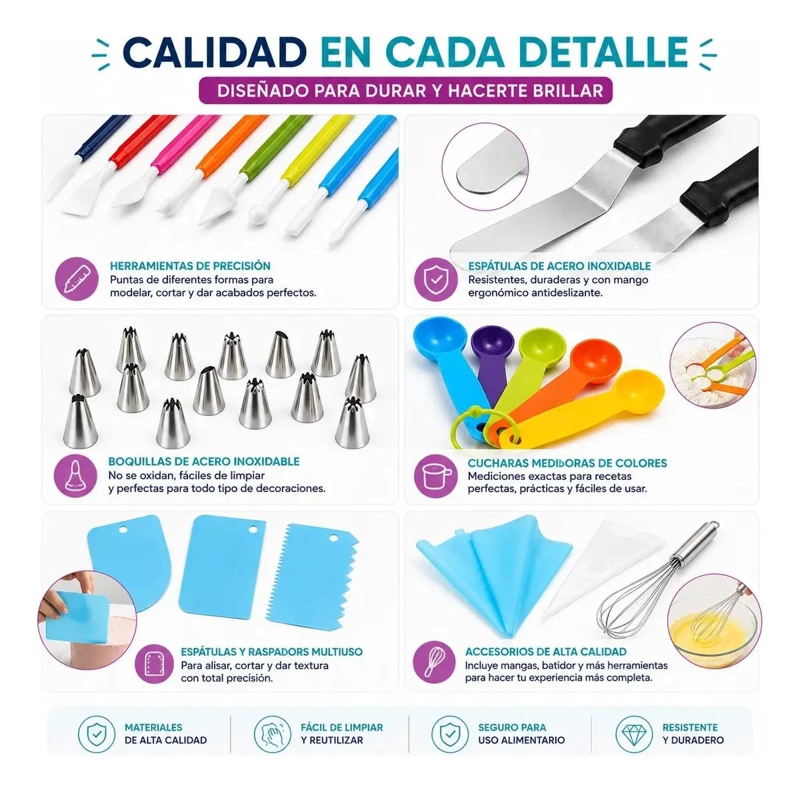 KIT DE DECORACION PARA PASTELES CON 66 PIEZAS PARA TORTAS Y POSTRES - 4