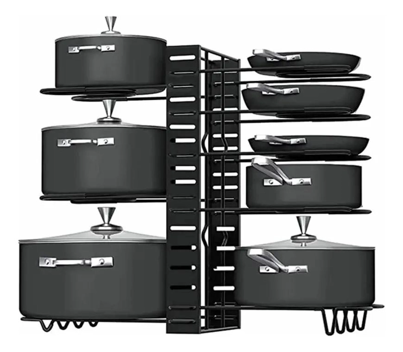 ESTANTE ORGANIZADOR AJUSTABLE PARA OLLAS Y SARTENES CON 8 ESPACIOS - 1