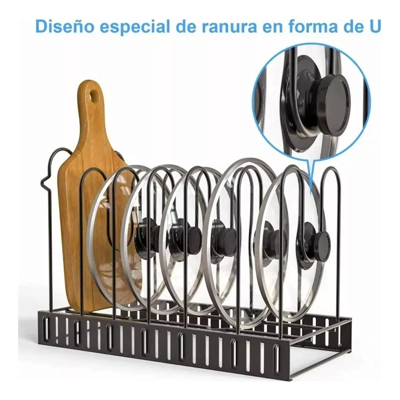 ESTANTE ORGANIZADOR AJUSTABLE PARA OLLAS Y SARTENES CON 8 ESPACIOS - 4