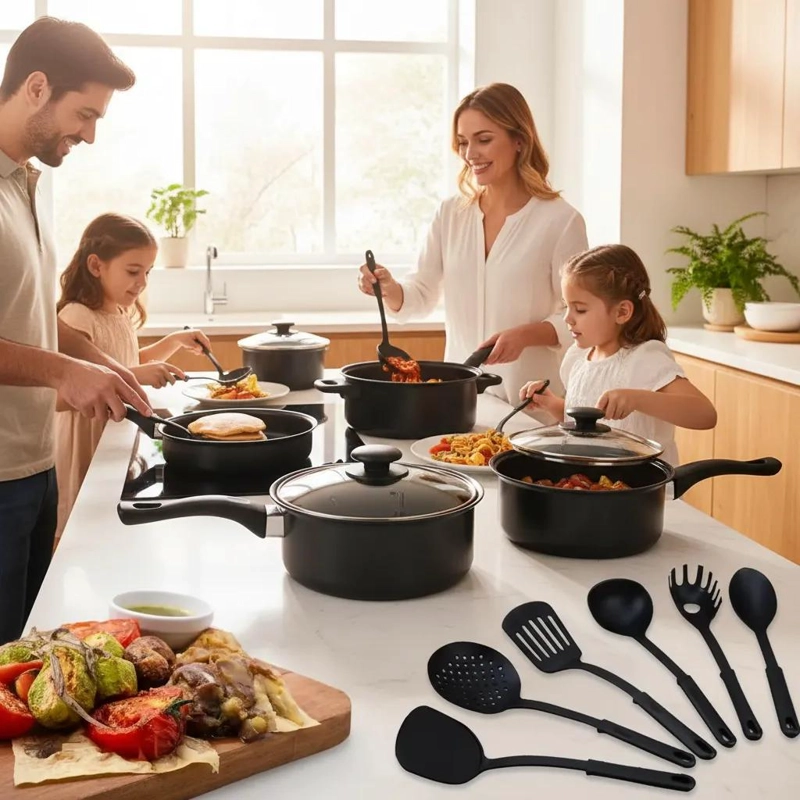 JUEGO DE OLLAS ANTIADHERENTES CON UTENSILIOS DE COCINA 13 PIEZAS - 3