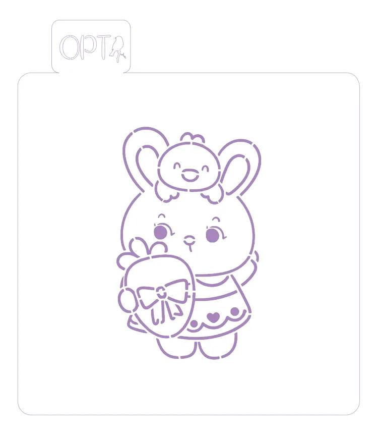 SET DE 4 PLANTILLAS PARA REPOSTERIA CON DISEÑOS DE CONEJOS DE PASCUA - 1