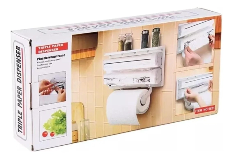 DISPENSADOR PRACTICO PARA PAPEL DE COCINA CON CORTE FACIL Y SEGURO - 1