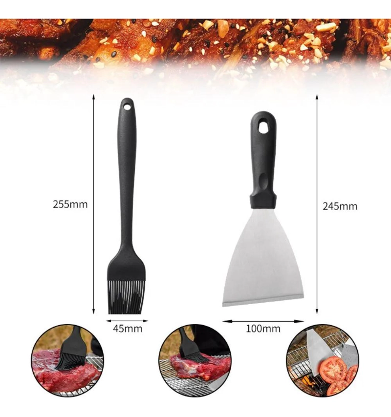 SET DE 14 ESPATULAS GRUESAS PARA CHURRASCO Y COCINA EN PLANCHA - 3