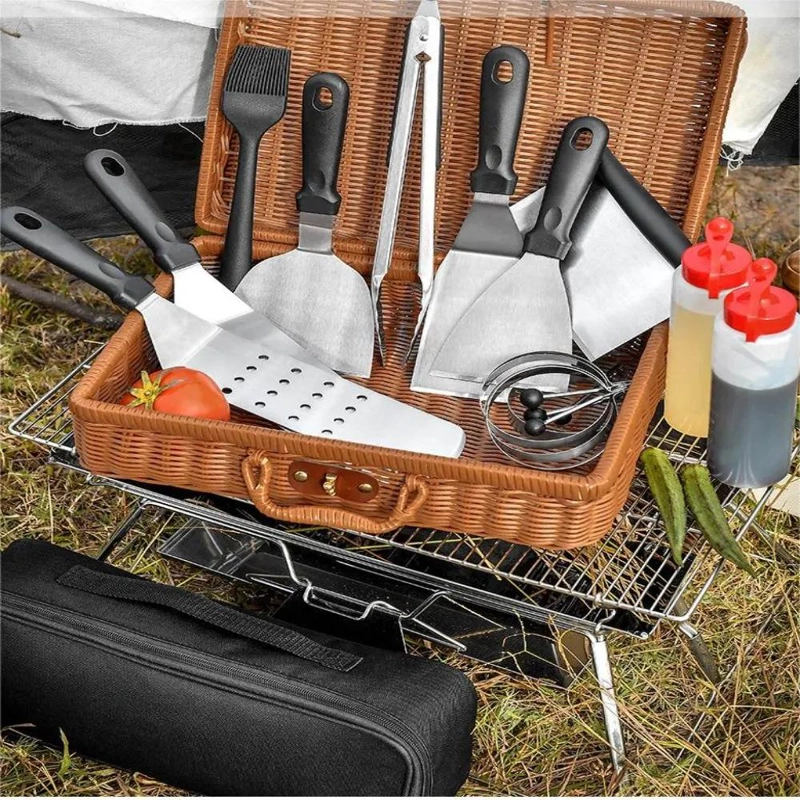 SET DE 14 ESPATULAS GRUESAS PARA CHURRASCO Y COCINA EN PLANCHA - 5
