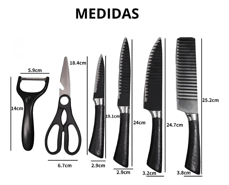 SET DE CUCHILLOS PROFESIONALES PARA COCINA CON 6 PIEZAS ESENCIALES - 2