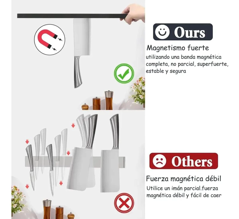BARRA MAGNE TICA DE 40 CM PARA CUCHILLOS Y UTENSILIOS DE COCINA - 5