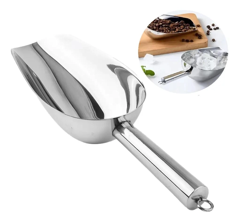 CUCHARA MEDIDORA DE ACERO INOXIDABLE PARA GRANOS Y HIELO DE 30 CM - 1