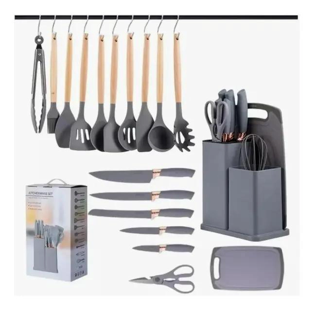 SET COMPLETO DE CUCHILLOS Y UTENSILIOS PARA COCINA 19 PIEZAS - 1