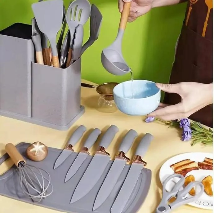 SET COMPLETO DE CUCHILLOS Y UTENSILIOS PARA COCINA 19 PIEZAS - 3