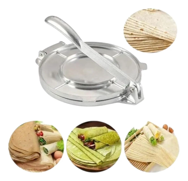 PRENSA PARA TORTILLAS DE 8 PULGADAS EN ACERO INOXIDABLE RESISTENTE - 1