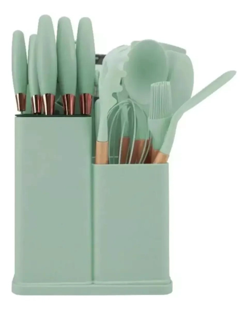 SET COMPLETO DE 19 UTENSILIOS DE COCINA EN SILICONA Y ACERO INOXIDABLE - 2