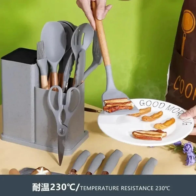SET COMPLETO DE 19 UTENSILIOS DE COCINA EN SILICONA Y ACERO INOXIDABLE - 4
