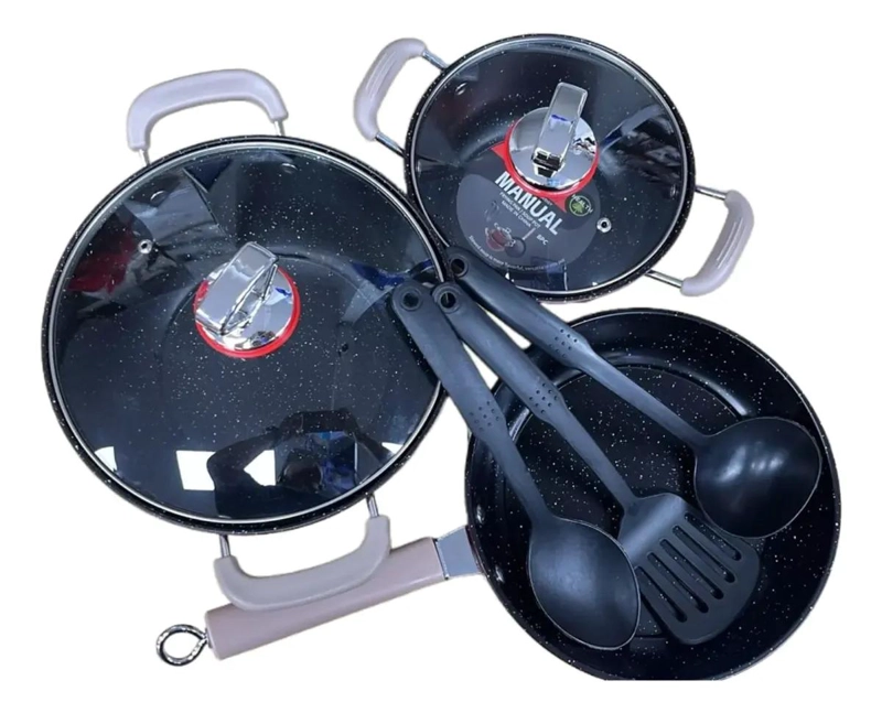 JUEGO DE OLLAS DE 20CM, 24CM Y 26CM CON UTENSILIOS DE COCINA - 1