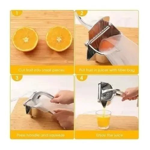EXPRIMIDOR MANUAL DE FRUTAS CON CUERPO DE ACERO INOXIDABLE RESISTENTE - 3