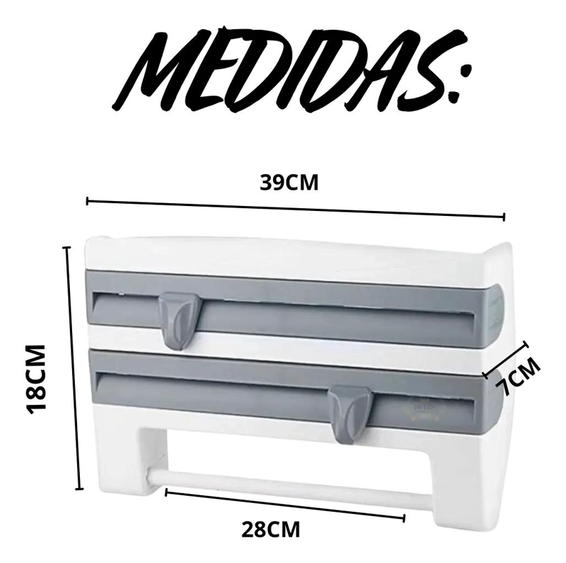 DISPENSADOR PARA ROLLO DE PAPEL ALUMINIO CON SOPORTE PARA COCINA - 2