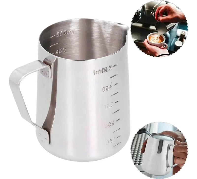 JARRA PARA ESPUMAR LECHE DE ACERO INOXIDABLE 550ML CON MEDIDOR - 1