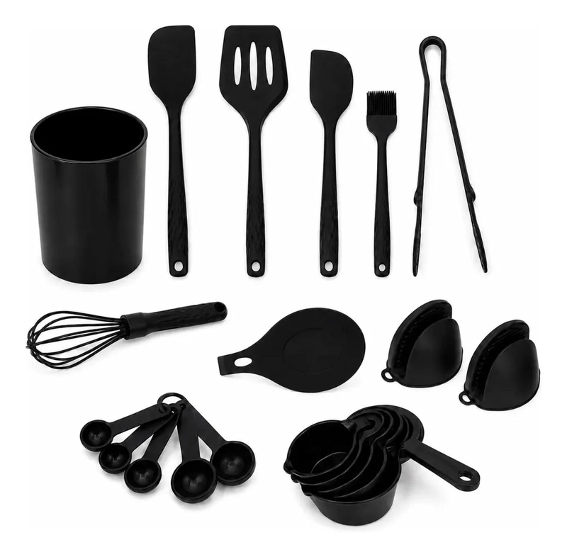 SET COMPLETO DE UTENSILIOS DE COCINA DE SILICONA CON ORGANIZADOR - 1