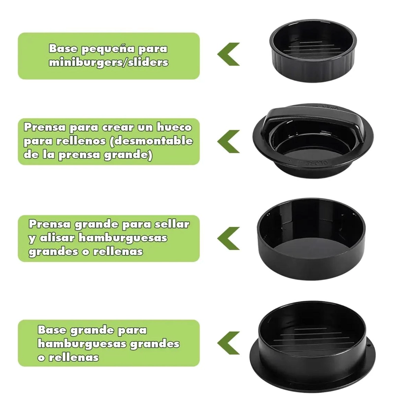 JUEGO COMBINADO DE DOS PRENSAS PARA HAMBURGUESAS MULTIFUNCIONAL 3 EN 1 - 4