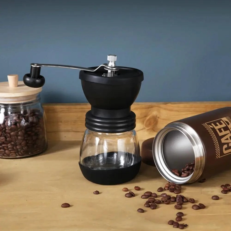 MOLINO MANUAL PARA CAFE  CON FRASCO DE ALMACENAMIENTO HERME TICO - 2