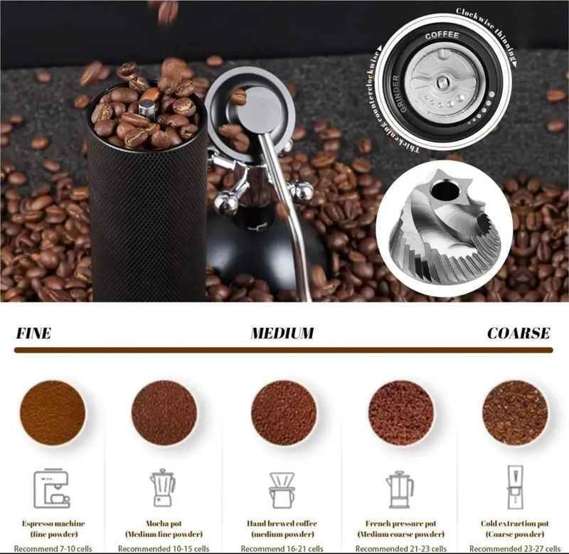 MOLINILLO MANUAL AJUSTABLE PORTATIL DE METAL PARA CAFE - 2