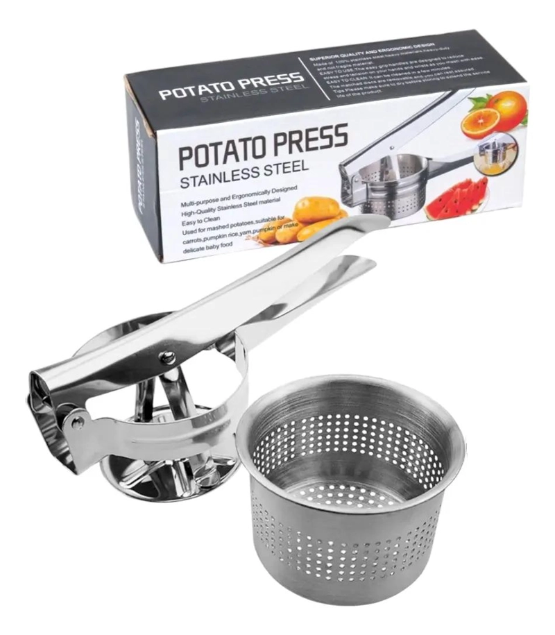 TRITURADOR MANUAL PARA PAPAS CON PRENSA DE METAL RESISTENTE - 1