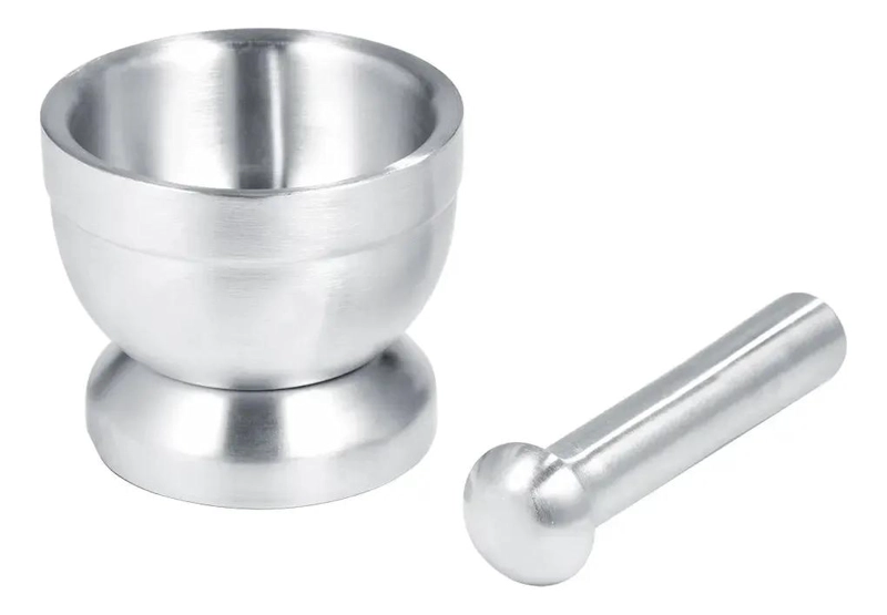 MORTERO DE ACERO INOXIDABLE CON MANO PARA MOLER INGREDIENTES - 1
