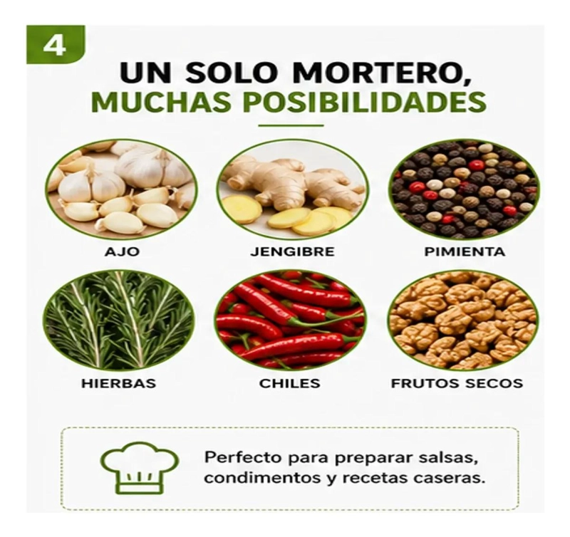 MORTERO DE ACERO INOXIDABLE CON MANO PARA MOLER INGREDIENTES - 5