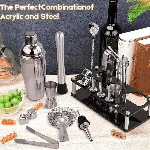 SET COMPLETO DE COCTELES PARA BAR CON 23 PIEZAS EN ACERO INOXIDABLE - 5