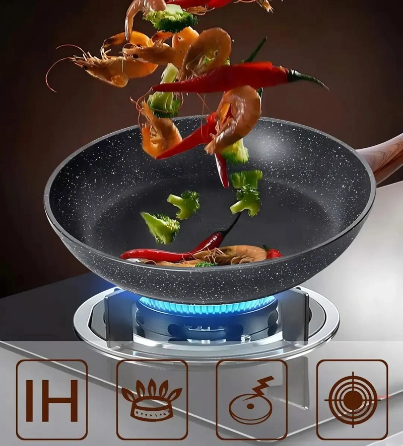 SARTE N WOK ANTIADHERENTE CON EFECTO PIEDRA Y MANGO DE MADERA DE 26 CM - 4