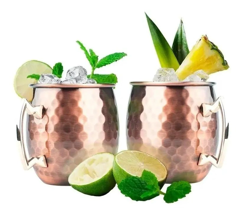 SET DE 2 VASOS DE COBRE PARA TRAGOS MOSCOW MULE Y MOJITO DE 600ML - 1