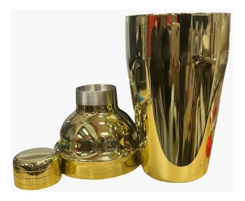 COCTELERA DE ACERO INOXIDABLE 16 OZ CON SET DE 3 PIEZAS EN COLORES DORADO - 2