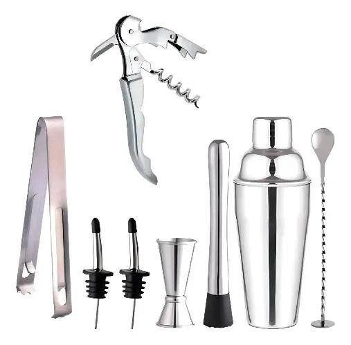 JUEGO PROFESIONAL DE COCTELERA DE ACERO INOXIDABLE CON 8 PIEZAS PARA BAR - 1