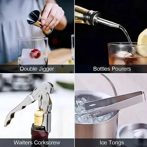 JUEGO PROFESIONAL DE COCTELERA DE ACERO INOXIDABLE CON 8 PIEZAS PARA BAR - 4