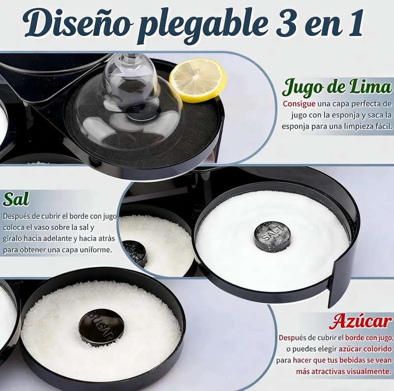ACCESORIO PARA COCTELERIA CON SAL EN 3 COMPARTIMENTOS Y 2 PIEZAS - 3
