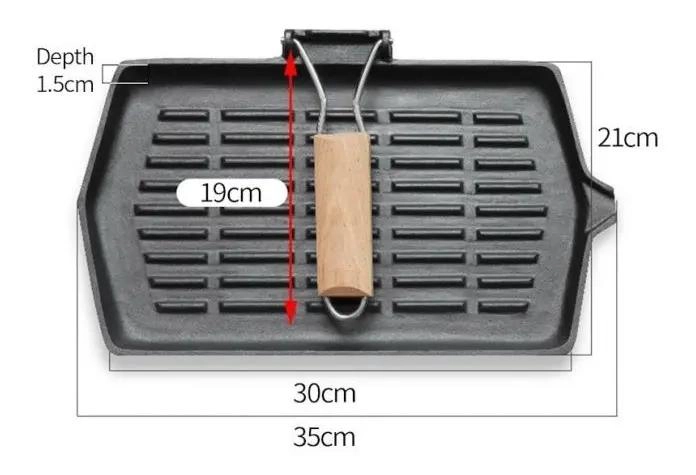 SARTE N CHURRASQUERA DE HIERRO FUNDIDO 21X35 CM CON TAPA ABATIBLE - 4