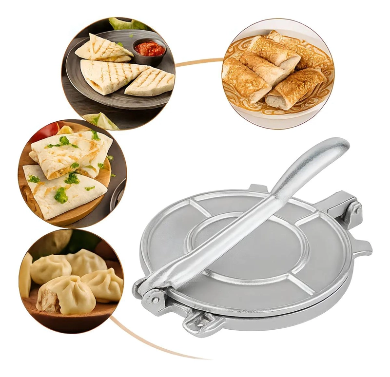 PRENSA CIRCULAR DE ALUMINIO DE 17 CM PARA TORTILLAS Y AREPAS - 1