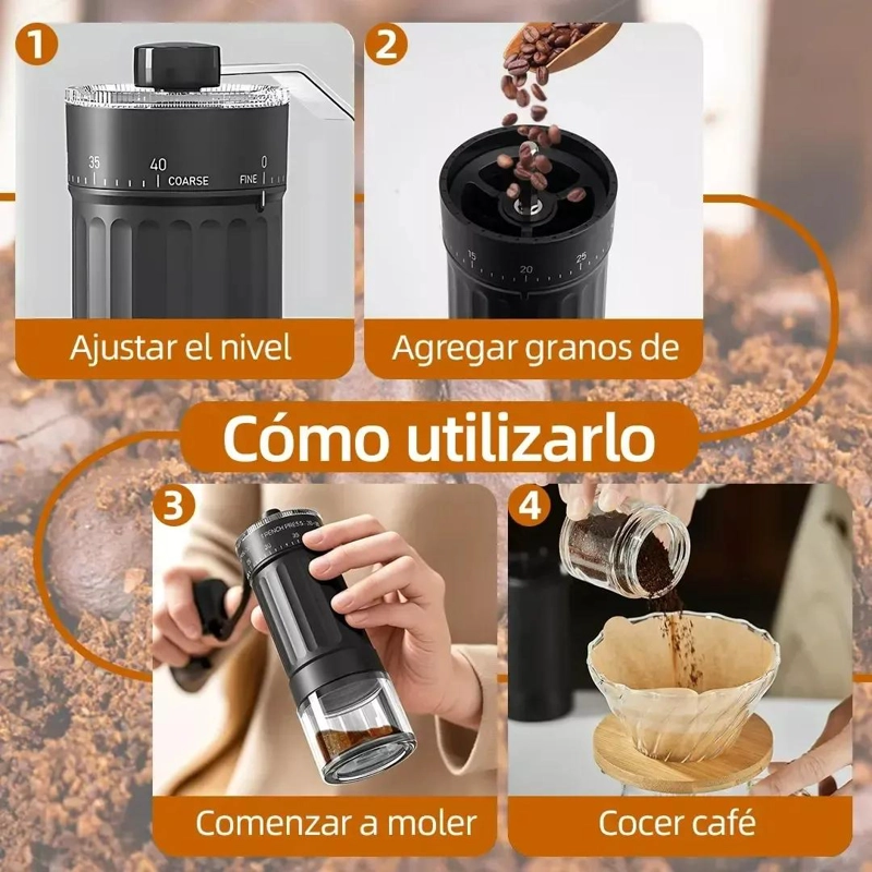 MOLINO PORTATIL MANUAL PARA CAFE  CON CUERPO DE CERAMICA Y DISEÑO COMPACTO - 3