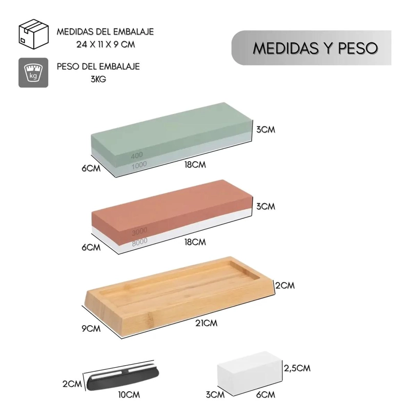 PIEDRA PARA AFILAR CUCHILLOS CON BASE ANTIDESLIZANTE PROFESIONAL - 2