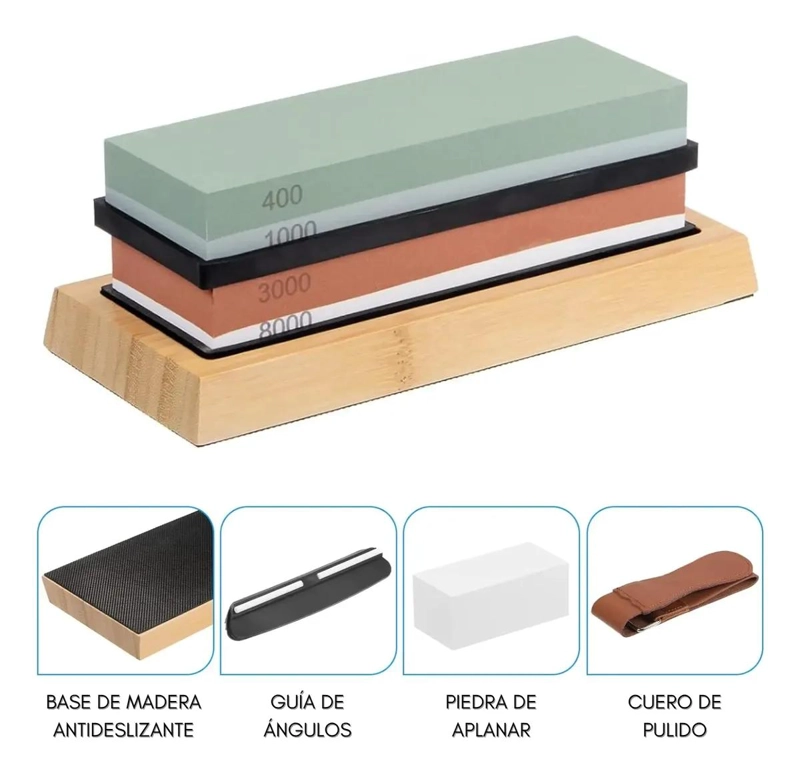 PIEDRA PARA AFILAR CUCHILLOS CON BASE ANTIDESLIZANTE PROFESIONAL - 5