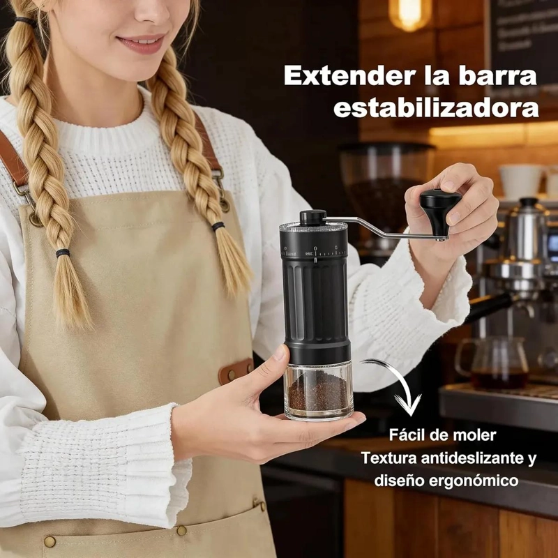 MOLINO MANUAL PARA CAFE  CON MUELAS DE CERAMICA Y 40 NIVELES DE AJUSTE - 5