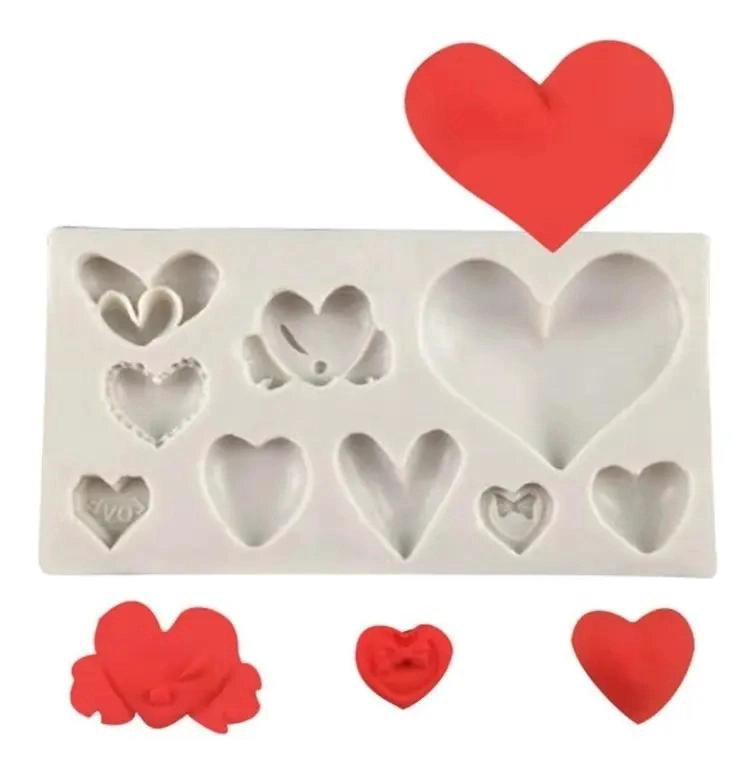 MOLDE DE SILICONA PARA REPOSTERIA CON DISEÑO DE CORAZON LOVE - 1