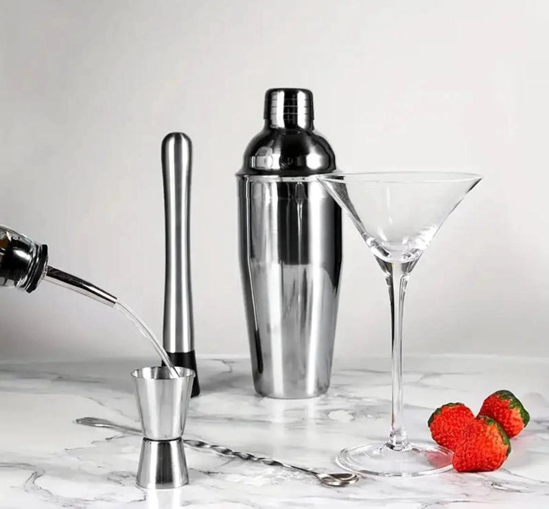 JUEGO DE UTENSILIOS PARA BARTENDER CON COCTELERA DE ACERO INOXIDABLE 750 ML Y 12 - 4
